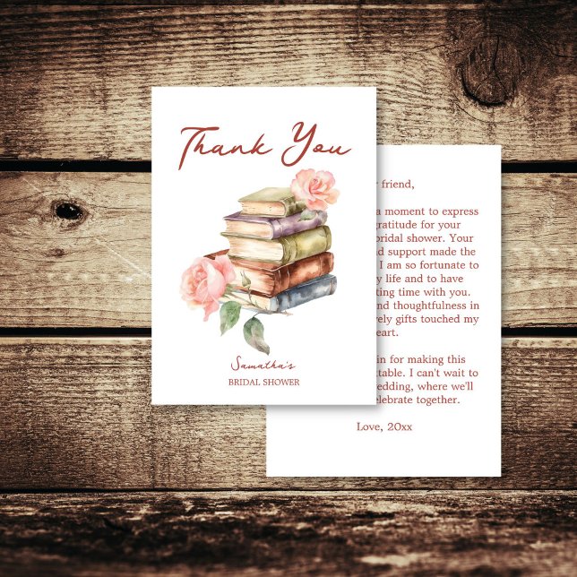 Tarjeta De Agradecimiento Libro de cuentos nuevo capítulo despedida de solte (Story book new chapter books themed bridal shower thank you card)