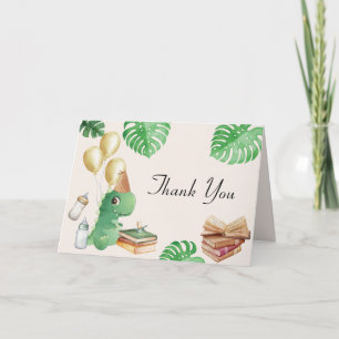 Tarjeta De Agradecimiento Libro de Historias de Dinosaurios con Globos para