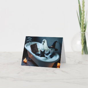 Tarjeta De Agradecimiento Libro de lecturas fantasma en bañera y burbuja de