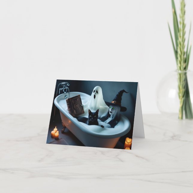 Tarjeta De Agradecimiento Libro de lecturas fantasma en bañera y burbuja de  (Anverso)