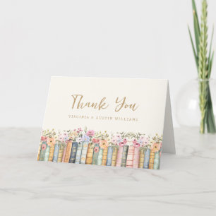 Tarjeta De Agradecimiento Libros Boho Florales