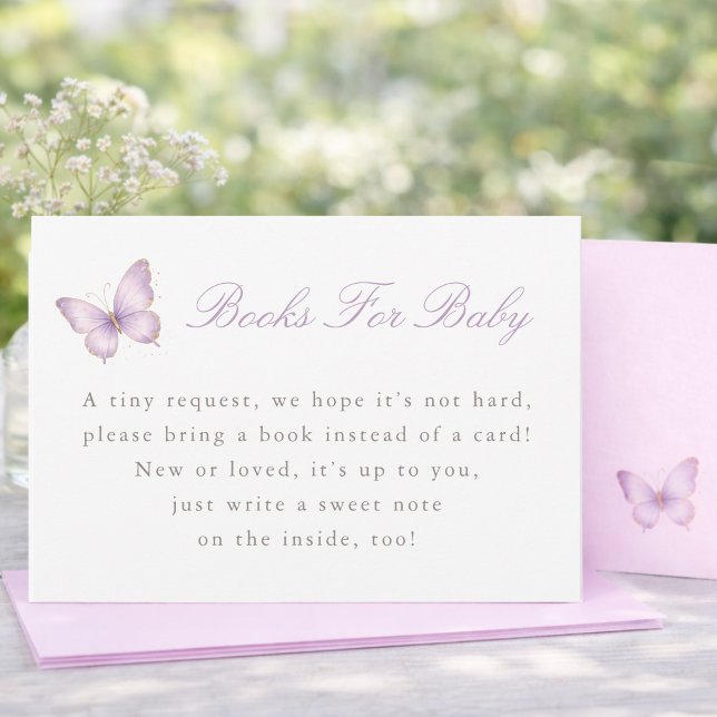 Tarjeta De Agradecimiento Libros de baby shower de mariposa morada para tarj (Subido por el creador)