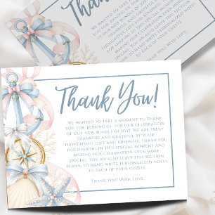 Tarjeta De Agradecimiento Libros de bebé para shower de bebé azul costero pr