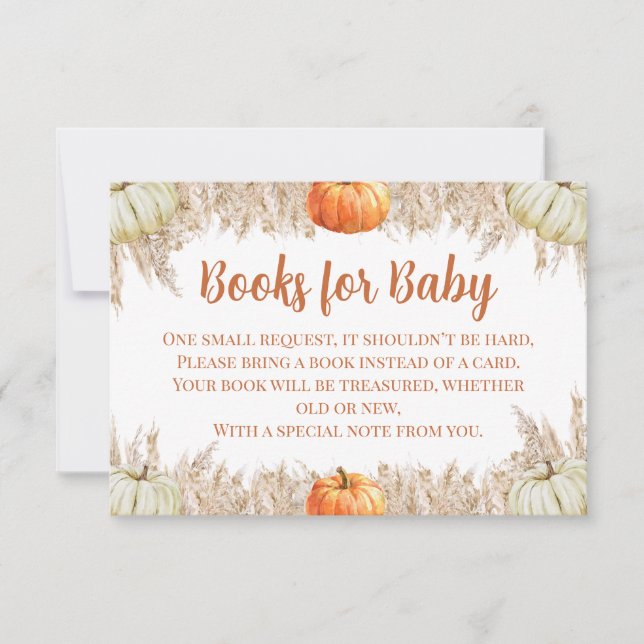 Tarjeta De Agradecimiento Libros de otoño para bebé con hierba Pampas Insert (Anverso)