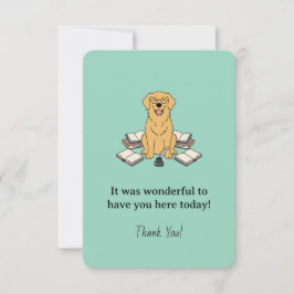 Tarjeta De Agradecimiento Libros del Capítulo Uno Golden Retriever Verde Pas
