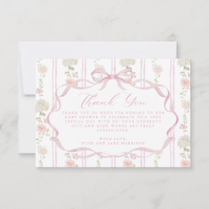 Tarjeta De Agradecimiento Libros florales vintage de color rosa suave para b