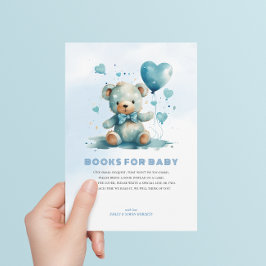 Tarjeta De Agradecimiento Libros Para Bebé Azul Teddy Bear