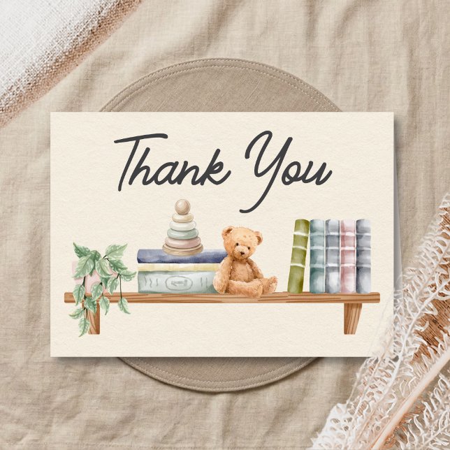 Tarjeta De Agradecimiento Libros para Bebés y Brunch Neutral Fiesta de Bebé (Books and Brunch Baby Shower Thank You Card)