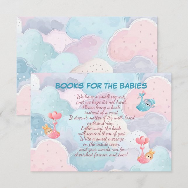 Tarjeta De Agradecimiento Libros Tripletes para los Bebés (Anverso / Reverso)