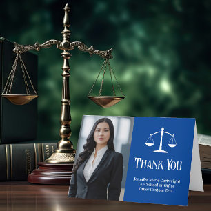 Tarjeta De Agradecimiento Licenciado en Derecho Azul Personalizado de fotogr