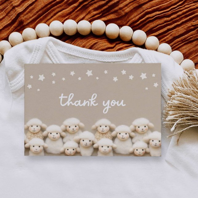 Tarjeta de agradecimiento ligera para el pequeño c (Little Lamb Baby Shower Thank you card)