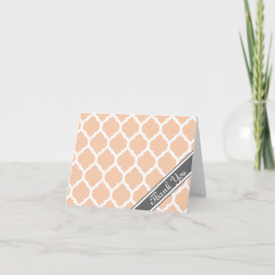 Tarjeta De Agradecimiento Ligero Rosa y Gris Lattice Gracias