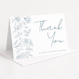 Tarjeta De Agradecimiento Light Blue Toile Bridal Shower Thank You Card