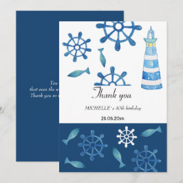 Tarjeta De Agradecimiento Lighthouse Beach Watercolor Pintado a mano