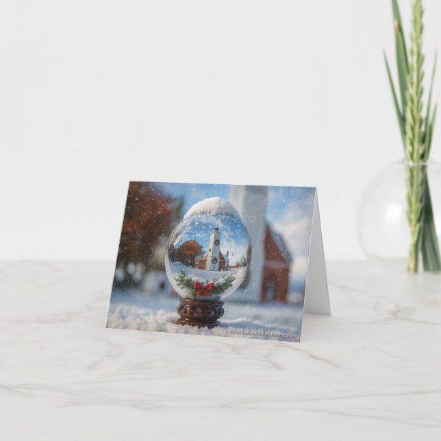 Tarjeta De Agradecimiento Lighthouse Snowglobe Christmas Holiday Card (Anverso)