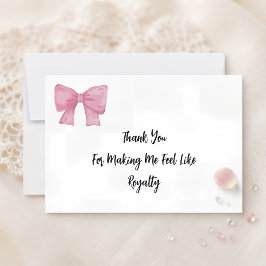 Tarjeta De Agradecimiento Like Royalty | Pink Bow Card