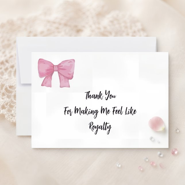 Tarjeta De Agradecimiento  Like Royalty | Pink Bow Card (Subido por el creador)