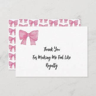 Tarjeta De Agradecimiento  Like Royalty | Pink Bow Card