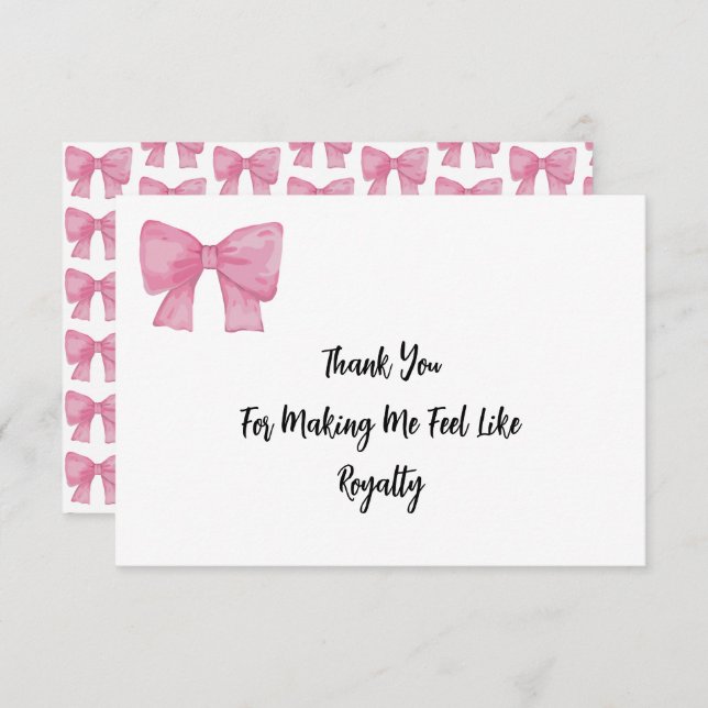 Tarjeta De Agradecimiento  Like Royalty | Pink Bow Card (Anverso / Reverso)