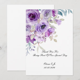 tarjeta de agradecimiento lila morado bonita
