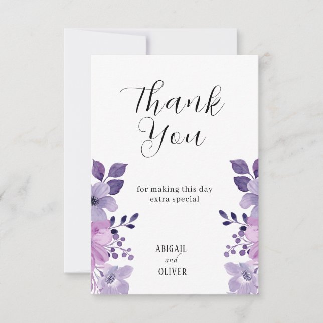 Tarjeta De Agradecimiento Lilac Boda Floral (Anverso)
