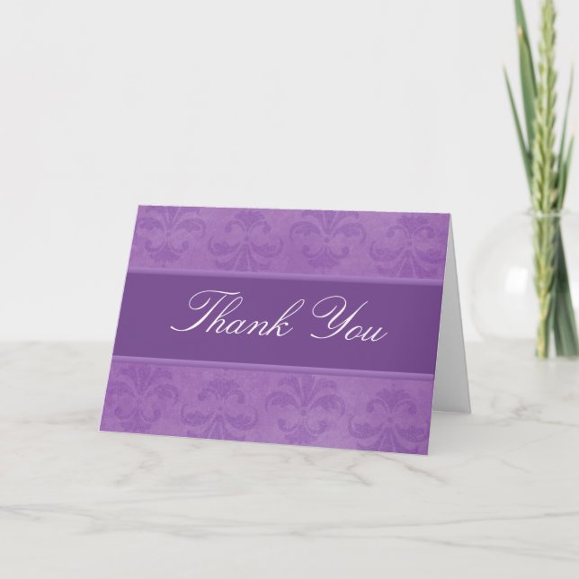 Tarjeta De Agradecimiento Lilac Damask Gracias (Anverso)