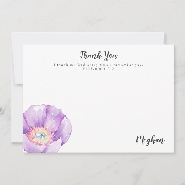 Tarjeta De Agradecimiento Lilac Flower Personalized Scripting Gracias Tarjet (Anverso)