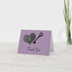 Tarjeta de agradecimiento Lilac Heart Lock and Key