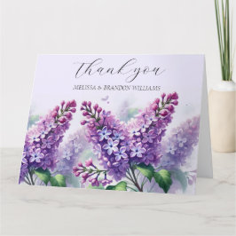 Tarjeta De Agradecimiento Lilac Purple Floral Boda Gracias