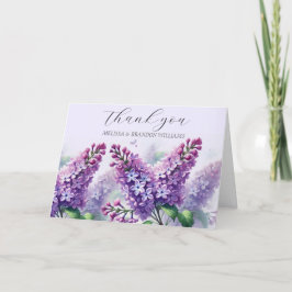 Tarjeta De Agradecimiento Lilac Purple Floral Boda Gracias