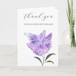 Tarjeta De Agradecimiento Lilac Purple Floral Elegant Wedding Thank you 