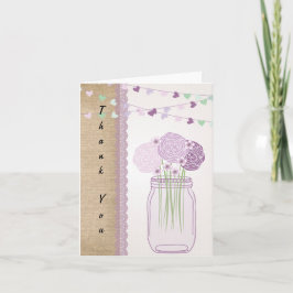Tarjeta De Agradecimiento Lilac Purple Mason Jar Burlap Lace Gracias