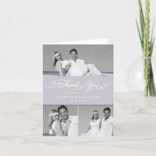 Tarjeta De Agradecimiento Lilac Scallop Band Romantic Script 3 Photo Boda