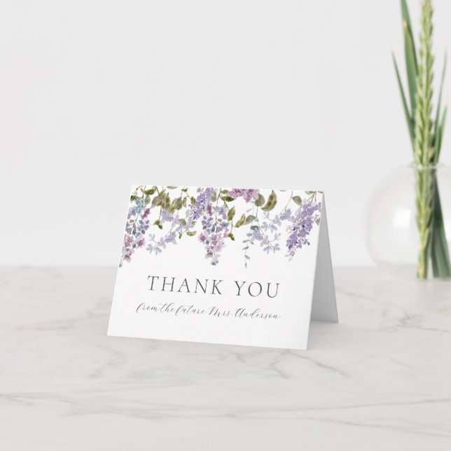 Tarjeta De Agradecimiento Lilac y Lavender Bridal Shower (Anverso)
