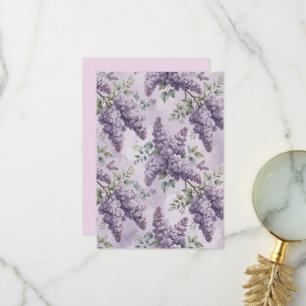 Tarjeta De Agradecimiento Lilas Flores de Lila Verde Salvia Lavanda Polvorie
