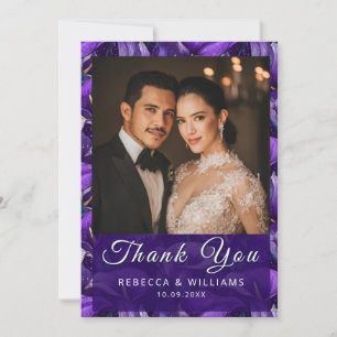 Tarjeta De Agradecimiento Lilias de Calla Moradas Únicas Botánicas Boda