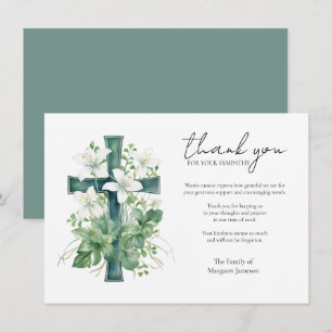 Tarjeta De Agradecimiento Lilios de Cruz Verde Simpatía Condenolencia Agrade