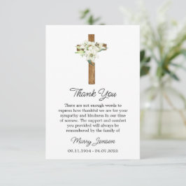 Tarjeta De Agradecimiento Lily Cross Sympathy Thank You Card