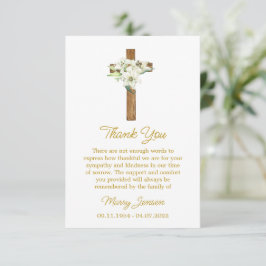 Tarjeta De Agradecimiento Lily Cross Sympathy Thank You Card