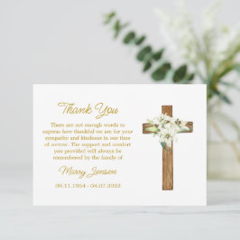Tarjeta De Agradecimiento Lily Cross Sympathy Thank You Card