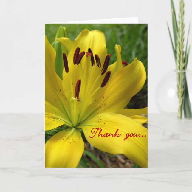 Tarjeta De Agradecimiento Lily Floral Gracias (Anverso)