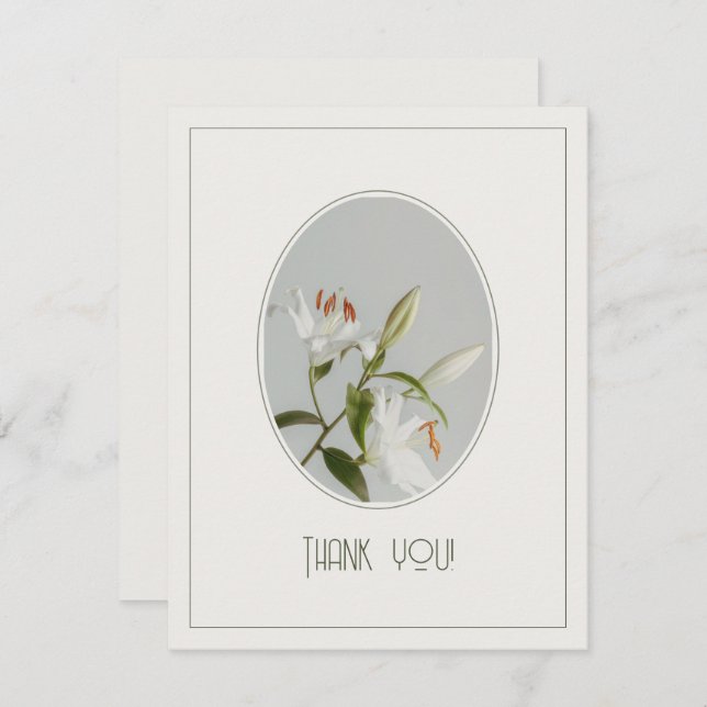 Tarjeta De Agradecimiento Lily vintage elegante (Anverso / Reverso)