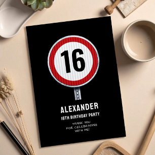 Tarjeta De Agradecimiento Límite de velocidad en el cumpleaños 16
