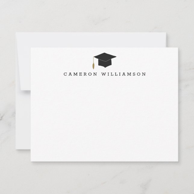 Tarjeta De Agradecimiento Límite simple de graduación en negro personalizado (Anverso)