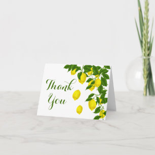 Tarjeta De Agradecimiento Limón Amarillo Gracias Bodas de Citricos Verdes