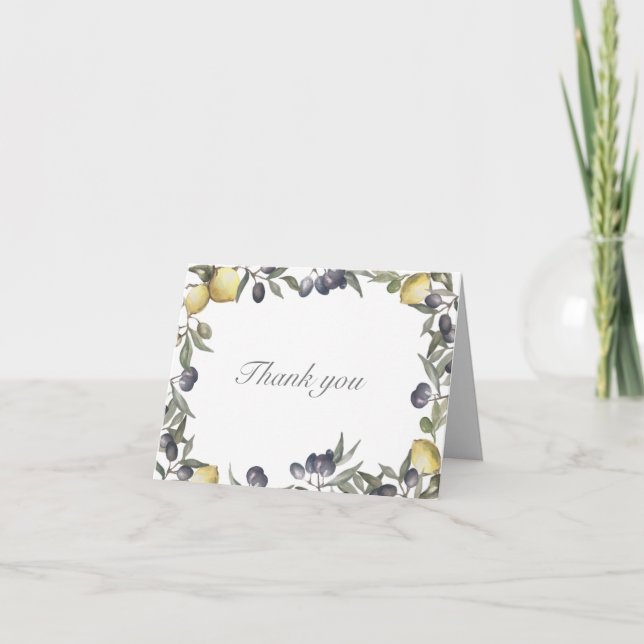 Tarjeta De Agradecimiento Limón y aceitunas (Anverso)