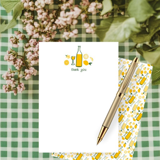 Tarjeta De Agradecimiento Limonada de Limoncello Limones Ppersonalizado Desa (Limoncello Lemonade Lemons CUSTOM Bridal Shower Thank You Note Card
)