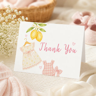 Tarjeta De Agradecimiento Limonada Rosa Acuarela Caprichosa Niña