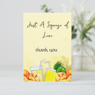 Tarjeta De Agradecimiento Limonada Squeeze of Love Limón Cítrico Fiesta de B