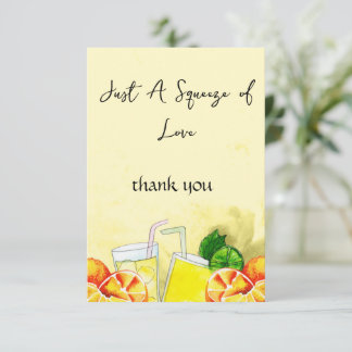 Tarjeta De Agradecimiento Limonada Squeeze of Love Limón Cítrico Fiesta de B